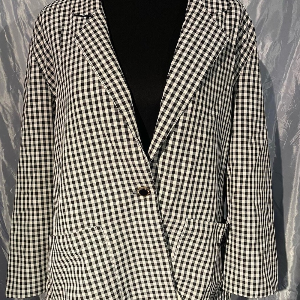 Black and White Checkered Women's Blazer by Cricket Lane